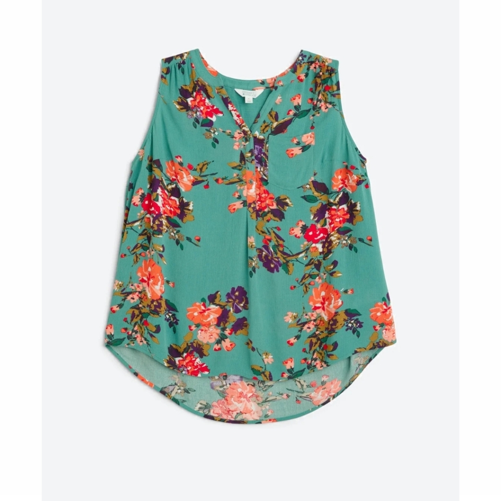 Women's 2X Market & Spruce Floral Tank, NWT
